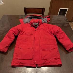 EDDIE BAUER Premium Goose Down Parker Hooded Winter Jacket Coat Men's Sz Medium